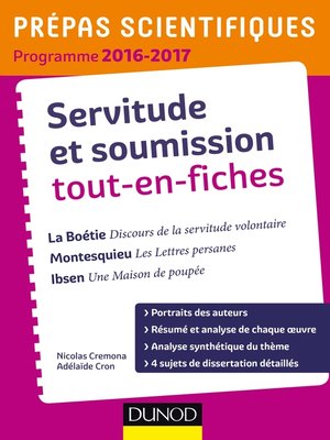 cover image of Servitude et Soumission tout-en-fiches--Prépas scientifiques 2016-2017 La Boétie-Montesquieu-Ibsen